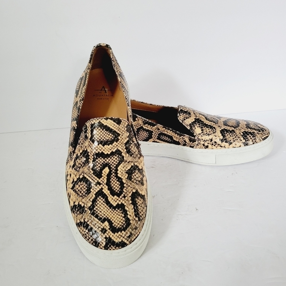 NEW Aquatalia Slip On Loafers Python Leather Snake Shoe Size 7.5